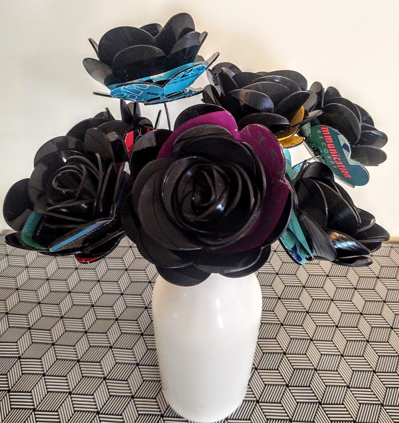 Record Rose made from vinyl records with or without wire Etsy