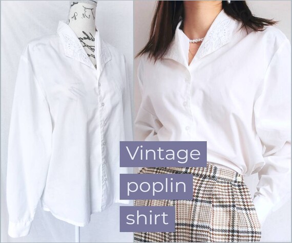 OVERSIZED POPLIN SHIRT Vintage White Blouse Balloo