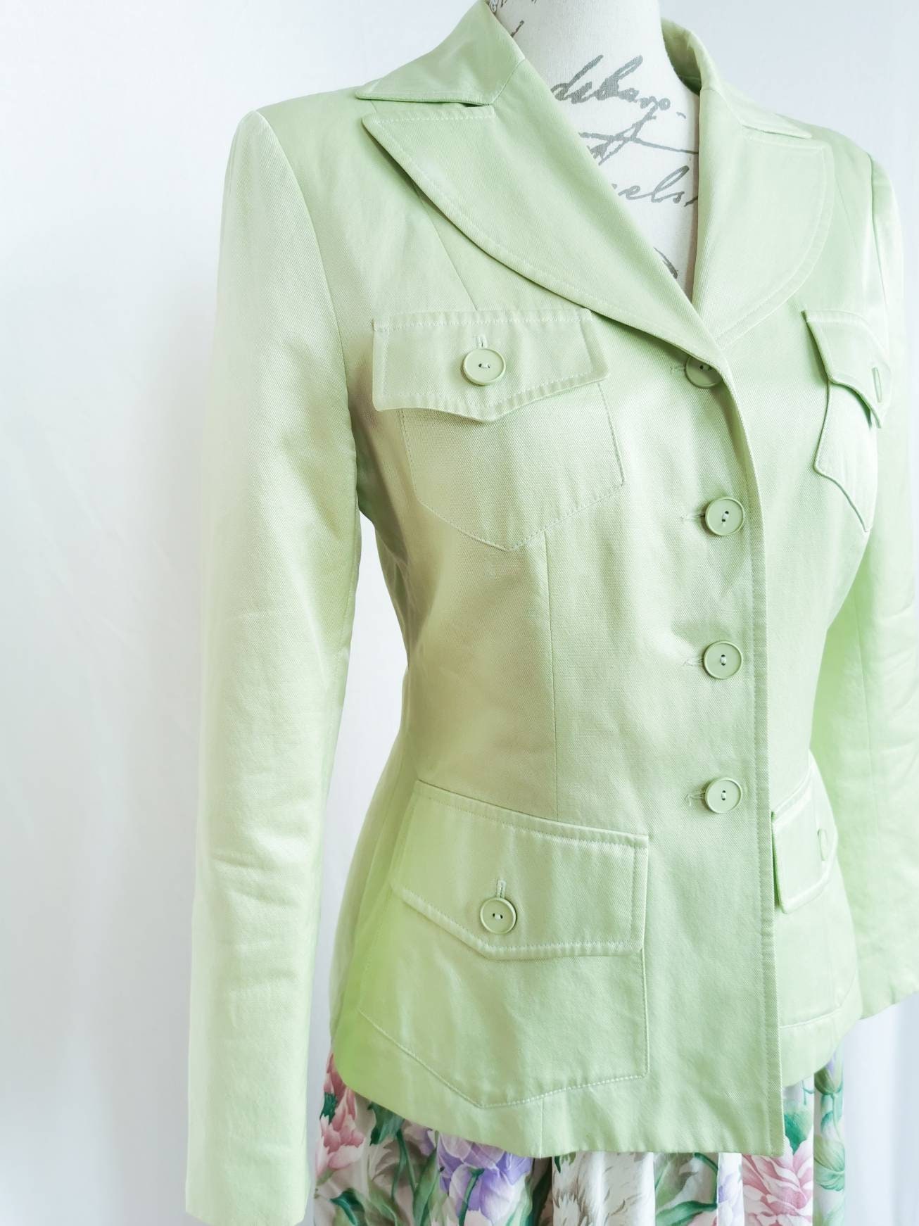 PASTEL GREEN JACKET Vintage 1990s Sage Womens Spring Summer Etsy