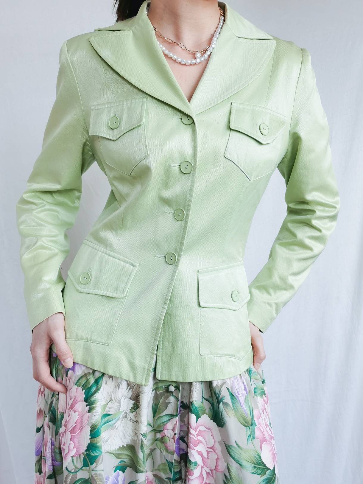 PASTEL GREEN JACKET Vintage 1990s Sage Womens Spring Summer Etsy