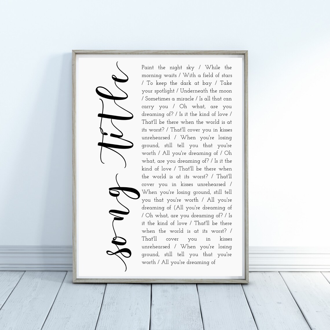 Custom Song Lyrics Wall Art Printable Personalized Gift Etsy