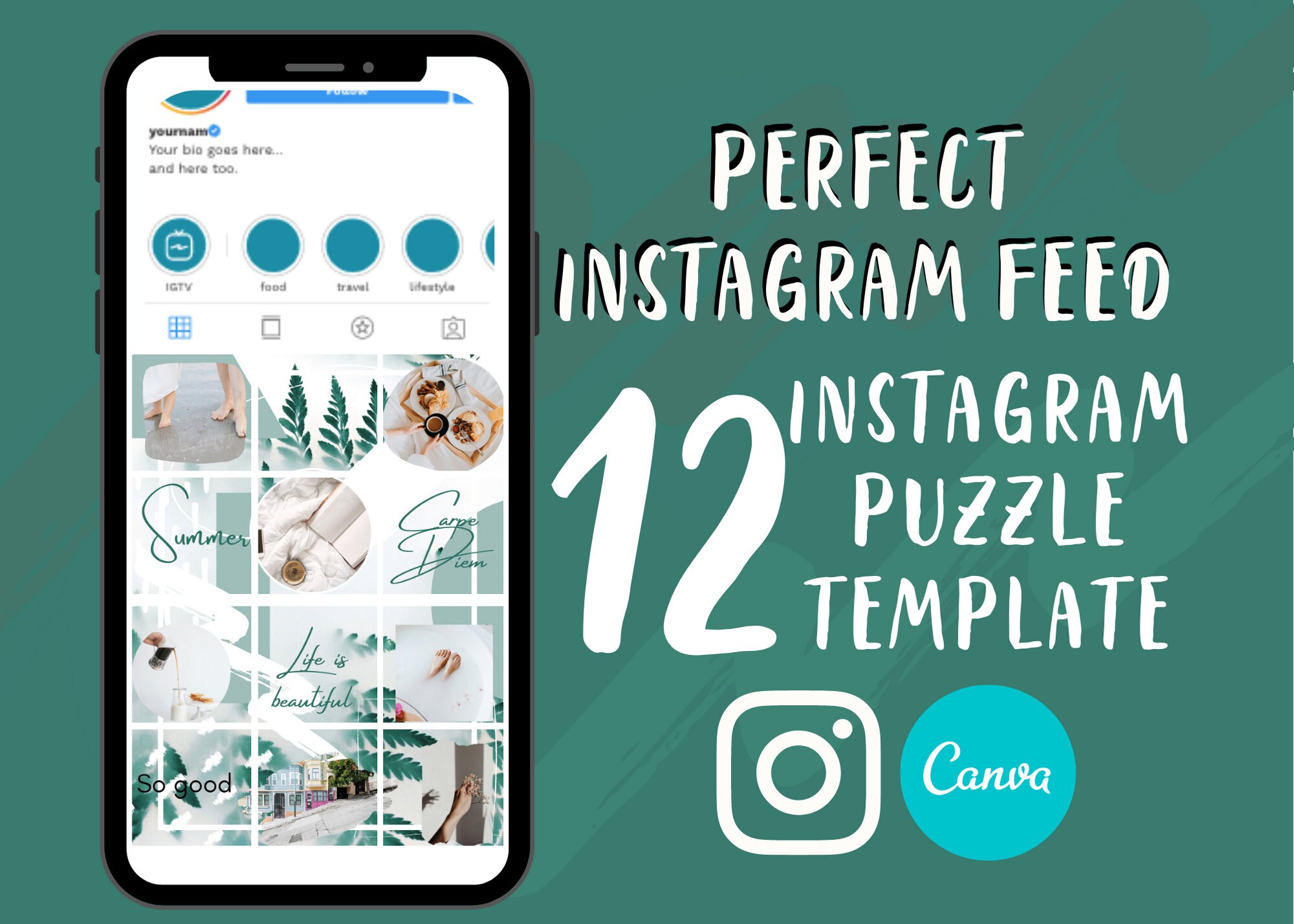 Instagram Puzzle Feed Vorlage für Canva InstagramVorlage Etsy