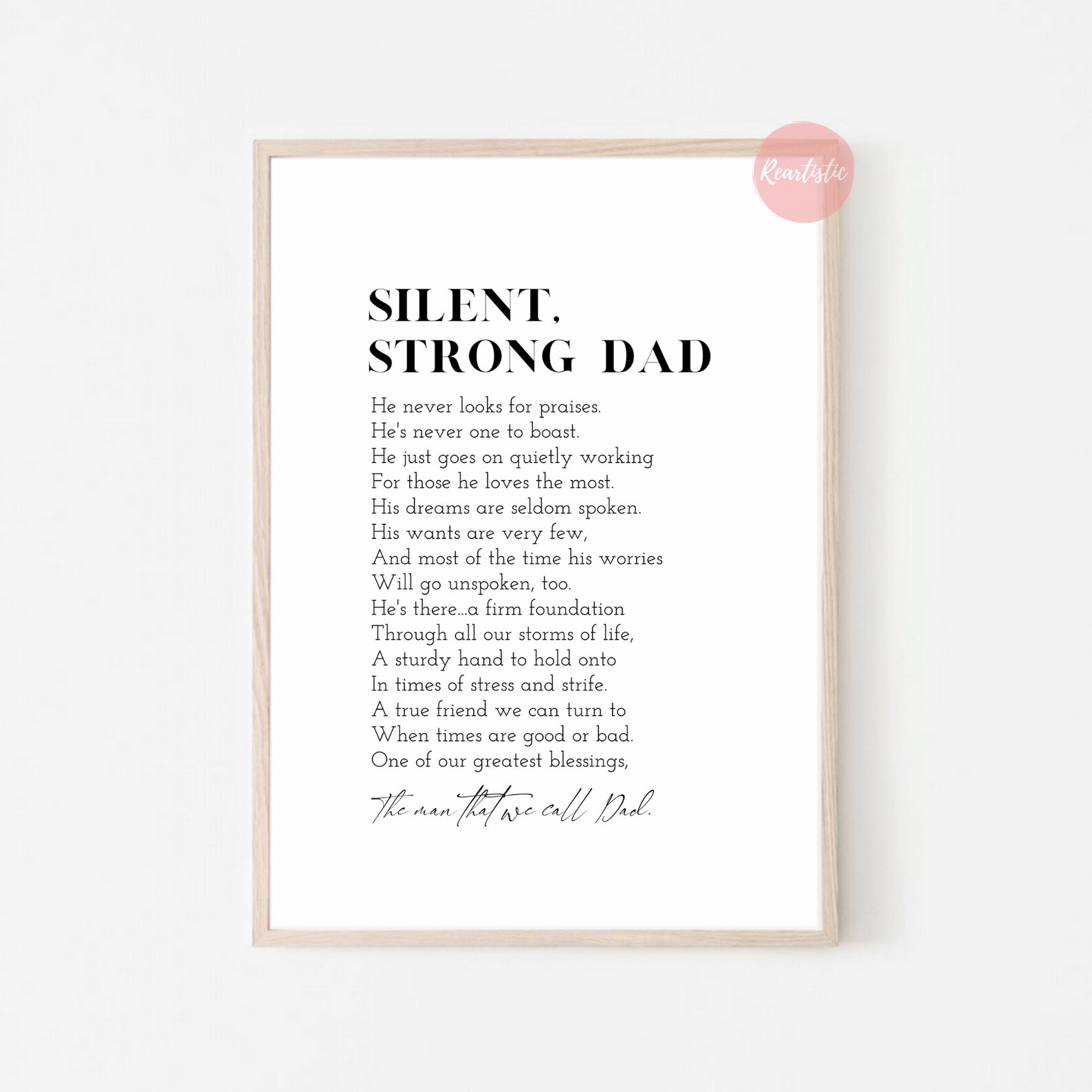 Silent Strong Dad Poem Print Dad Daddy to Be Gift New Dad Etsy