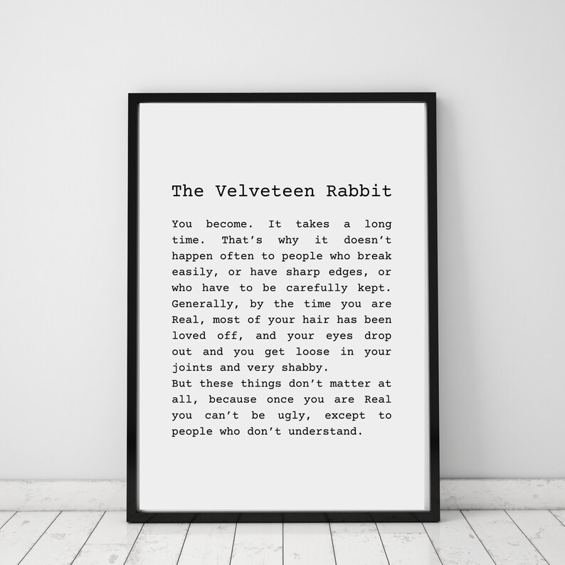 the velveteen rabbit quote printcustom text etsy