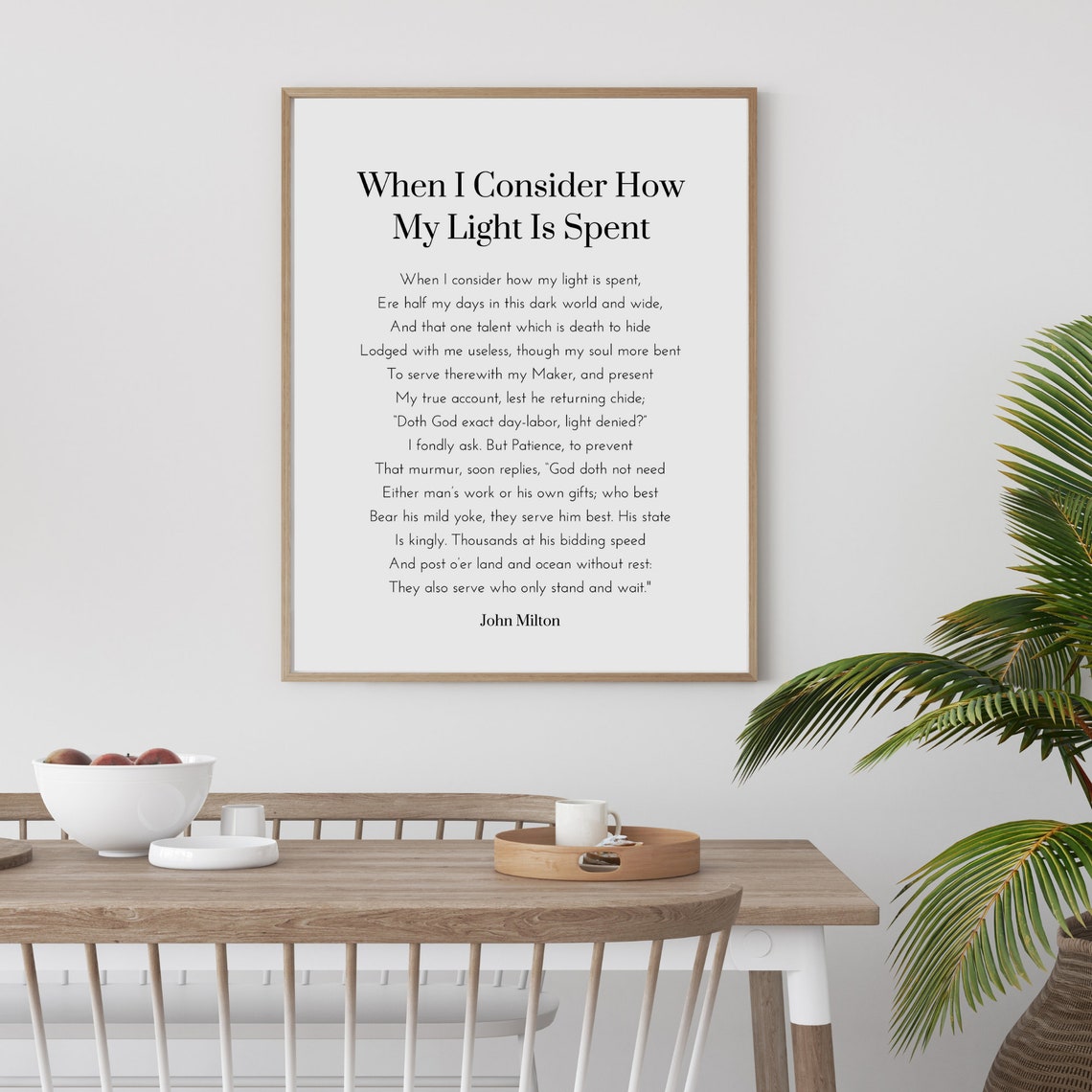 When I Consider How My Light Is Spent by John Milton Poem Etsy