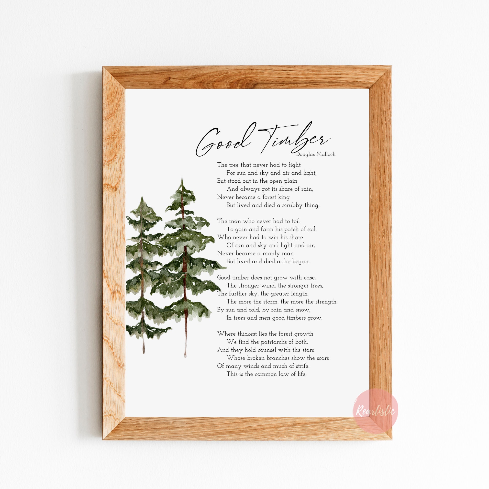 Good Timber Poem LDS Gift Thomas S Monson Mormon Quote Etsy
