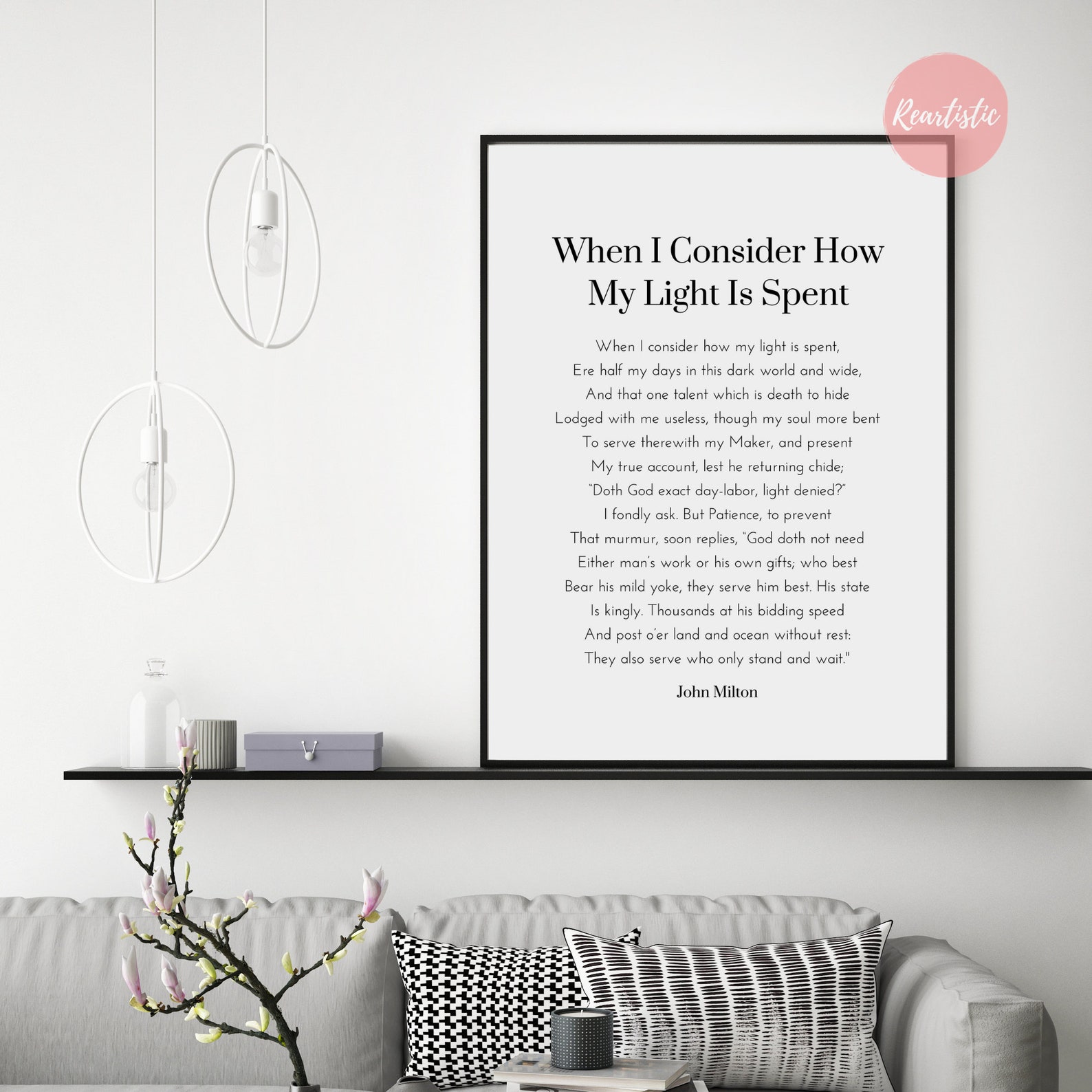 When I Consider How My Light is Spent by John Milton Poem Etsy