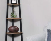 Corner Ladder Bookcase Industrial Plant Stand Rustic Vintage Brown 5 Tier Metal