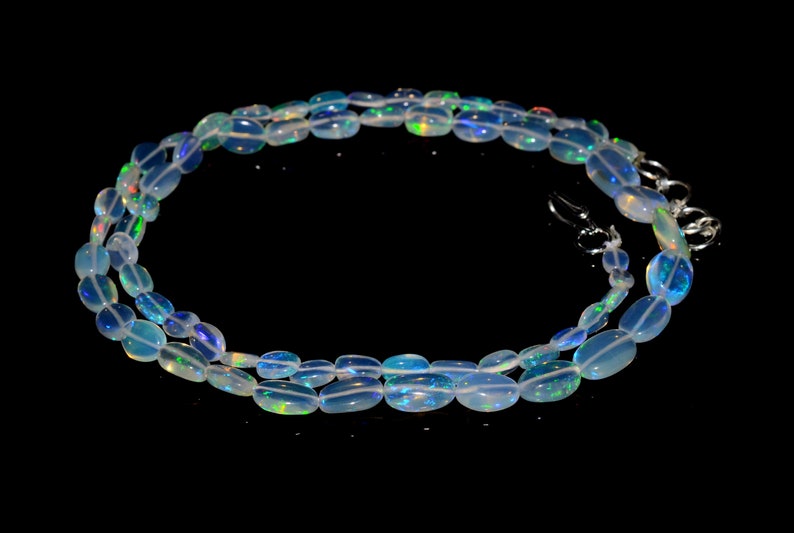 18Inch Stand, 36Carat Natural Fire Ethiopian Opal Oval Shape Smooth Beads Center Drill Size 5x3-9x6 mm