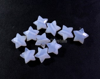 Natural Blue Lace Agate Star Cut Gemstone Size 10x10 mm