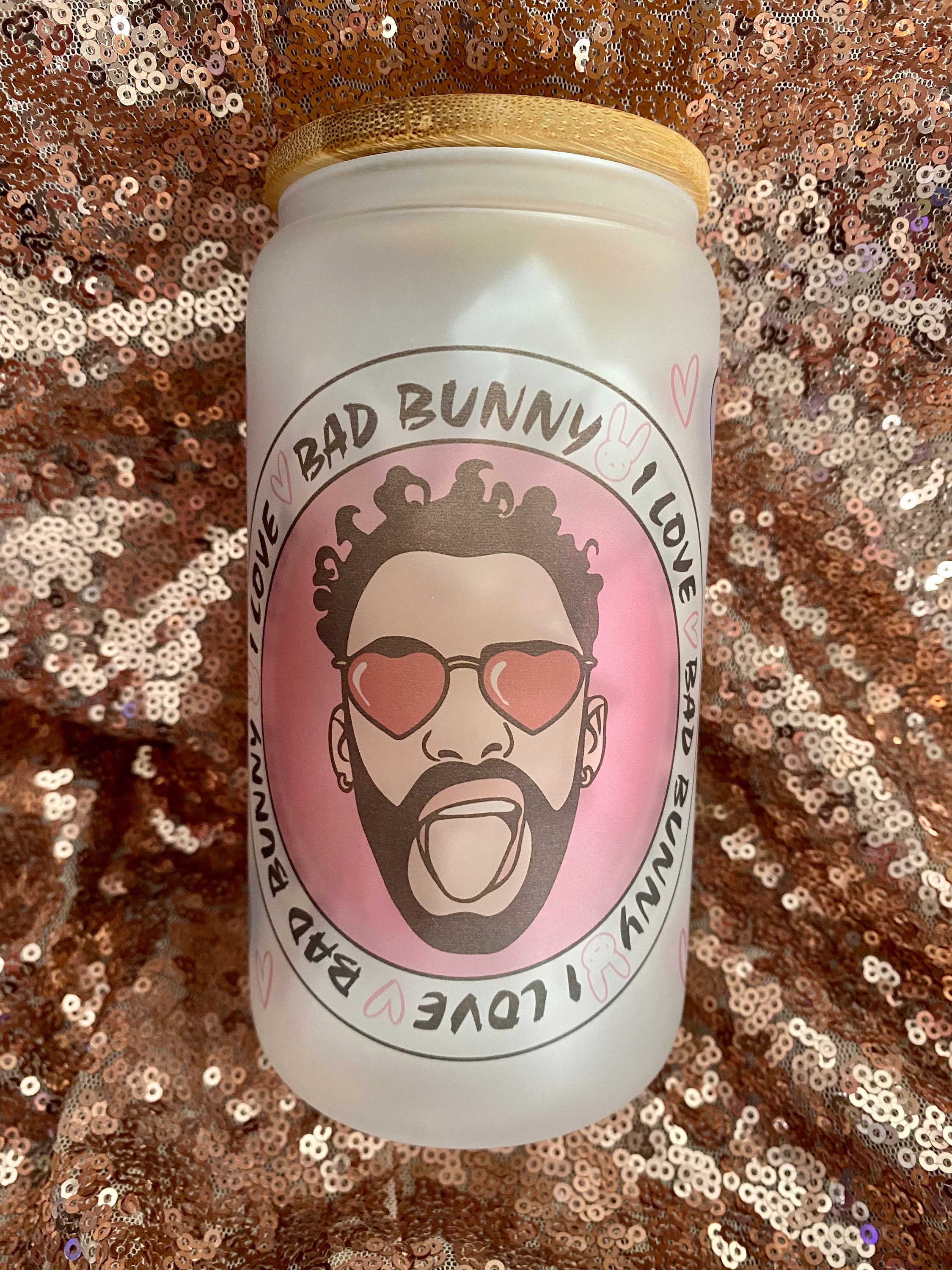 Bad Bunny Glass Tumbler - Etsy