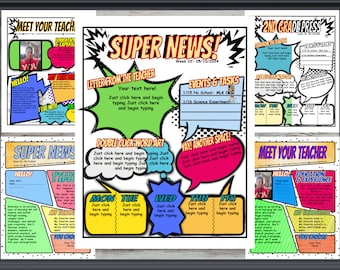 Comic Book Superhero Classroom Newsletter | Comic Book Meet the Teacher | Superhero Theme Classroom | Super Hero Decor Bundle | Vibrant