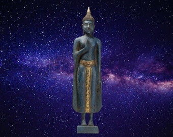 Buddha Statue - Antique Khmer Style Standing Buddha Statue WOOD - 65 cm / 26"