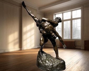 Large Bronze 19th century, Jef Lambeaux (1852-1908), The Wrestlers. Founder: Robert Debraz Brussels