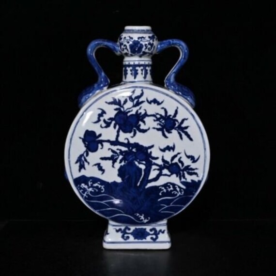 Vase Porcelaine Chinoise Motif Dragon Bleu/Chinese Pattern Vase Blue Phoenix Porcelain