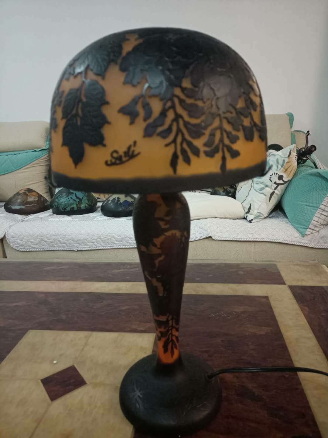 Lampe Verre de Style Galle/Lamp Glass After Galle