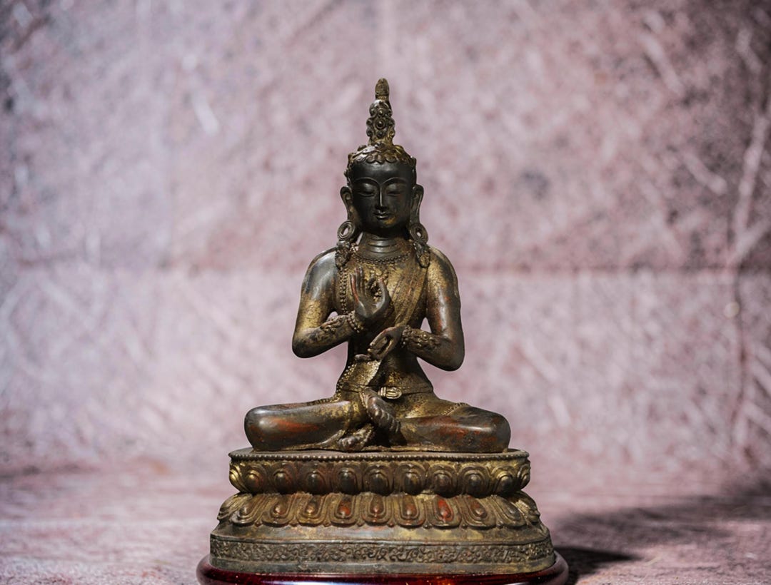 Ancient Tibetan Buddhist Temple Statue, Gilded Bronze and White, Tara ...