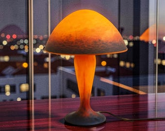 Vintage mushroom lamp by P. Crespini, pâte de verre – 1970s design