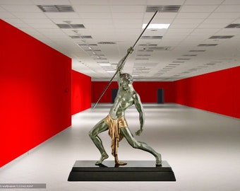 Art Deco sculpture man with spear by Demeter H. Chiparus