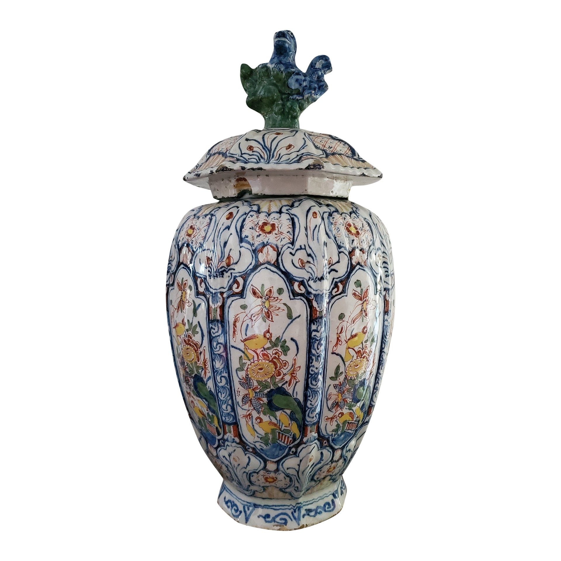 Delft polychrome ポット Dutch Delft Polychrome Jar 18th Century Hand Painted at De