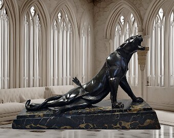 Schwer zu findender Art-Deco-Panther aus Bronze, signiert von Louis Carvin