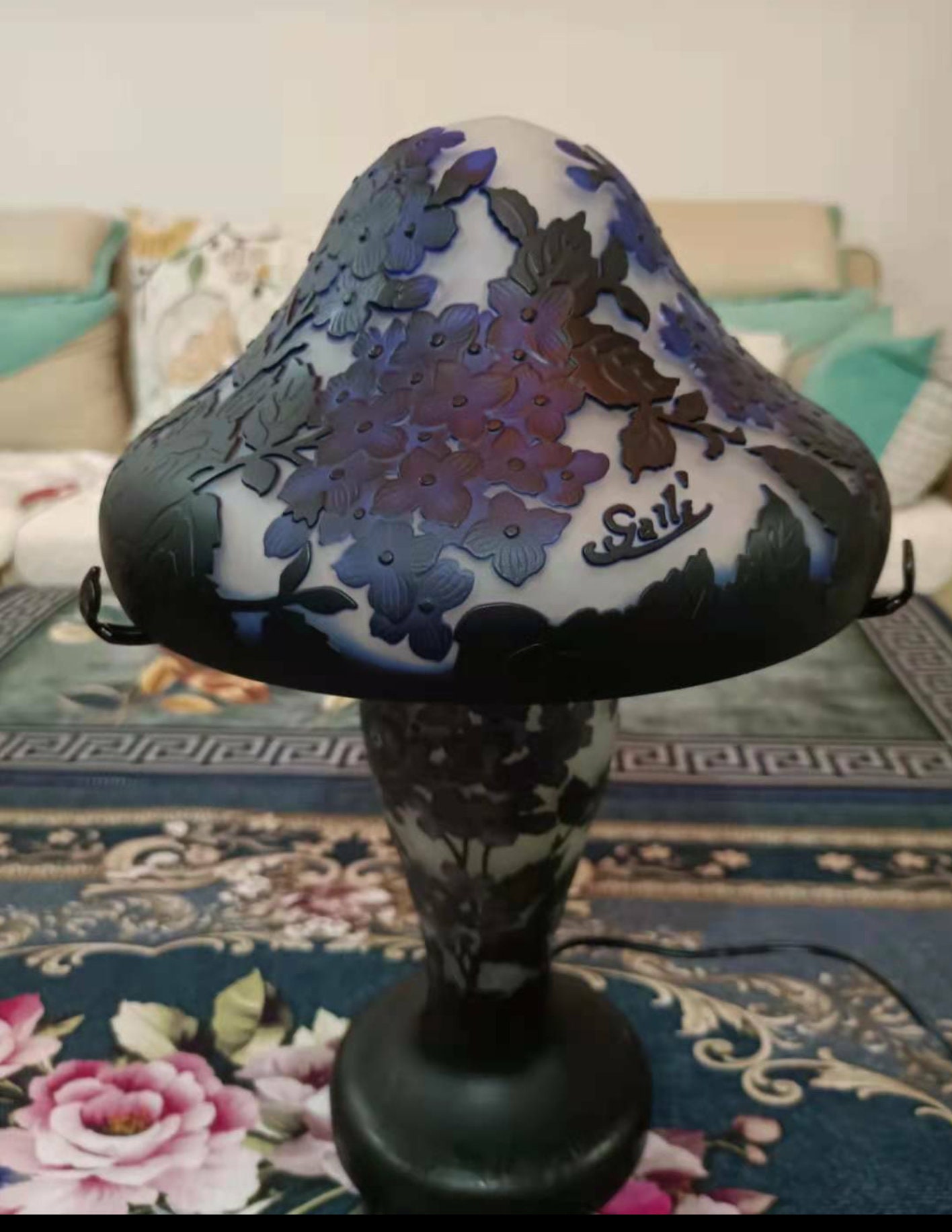 Lampe Verre de Style Galle/Big Lamp Glass Tip Galle