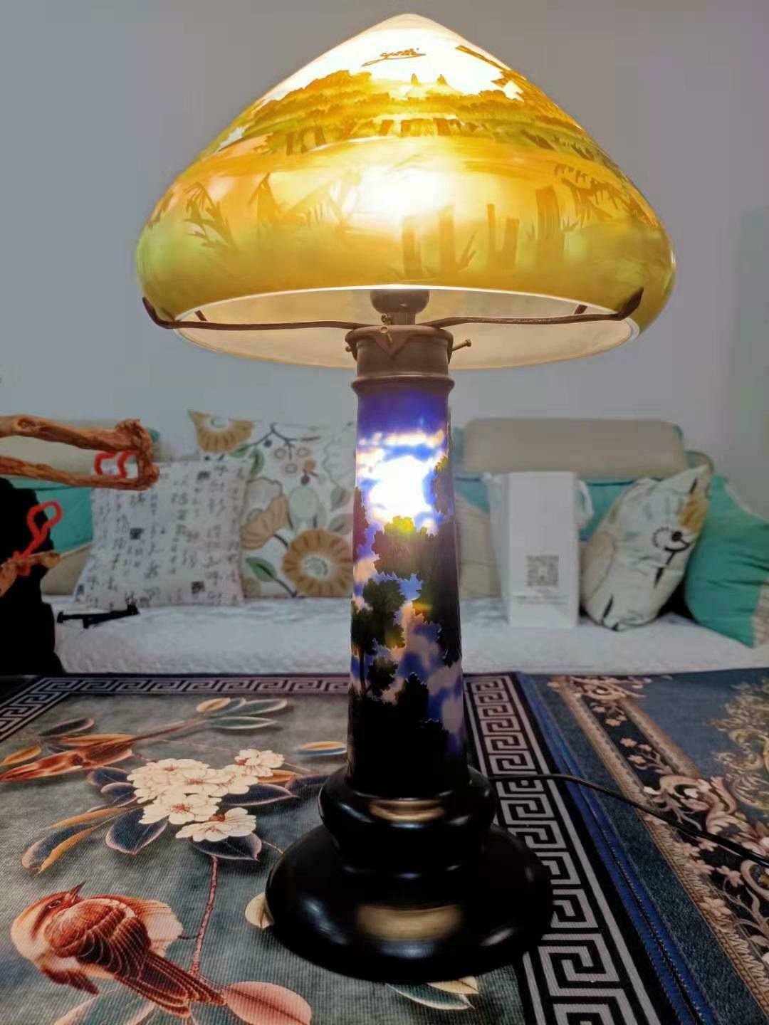 Lampe Verre de Style Galle/Lamp Glass After Galle