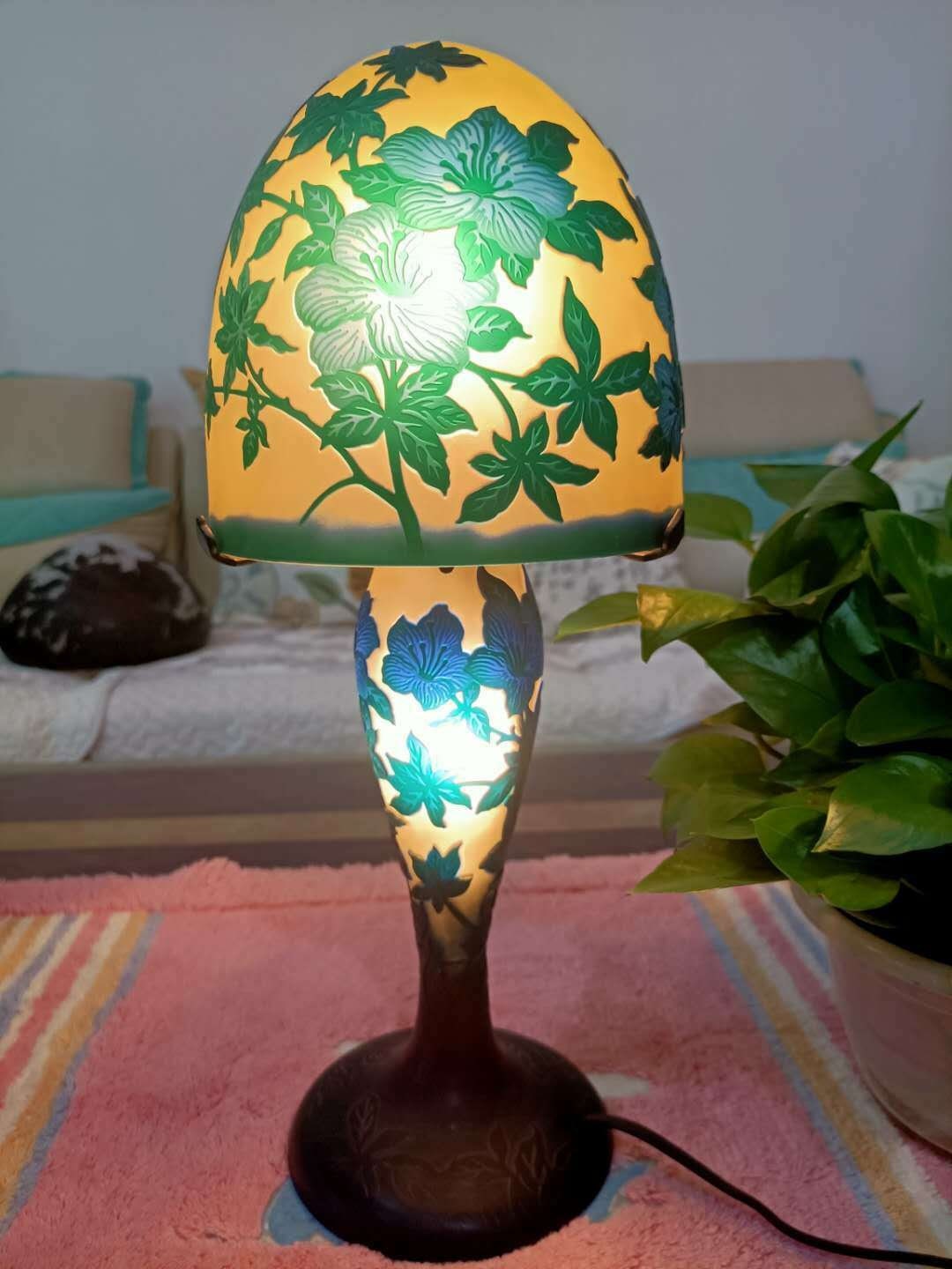 Lampe Verre de Style Galle/Lamp Glass After Galle