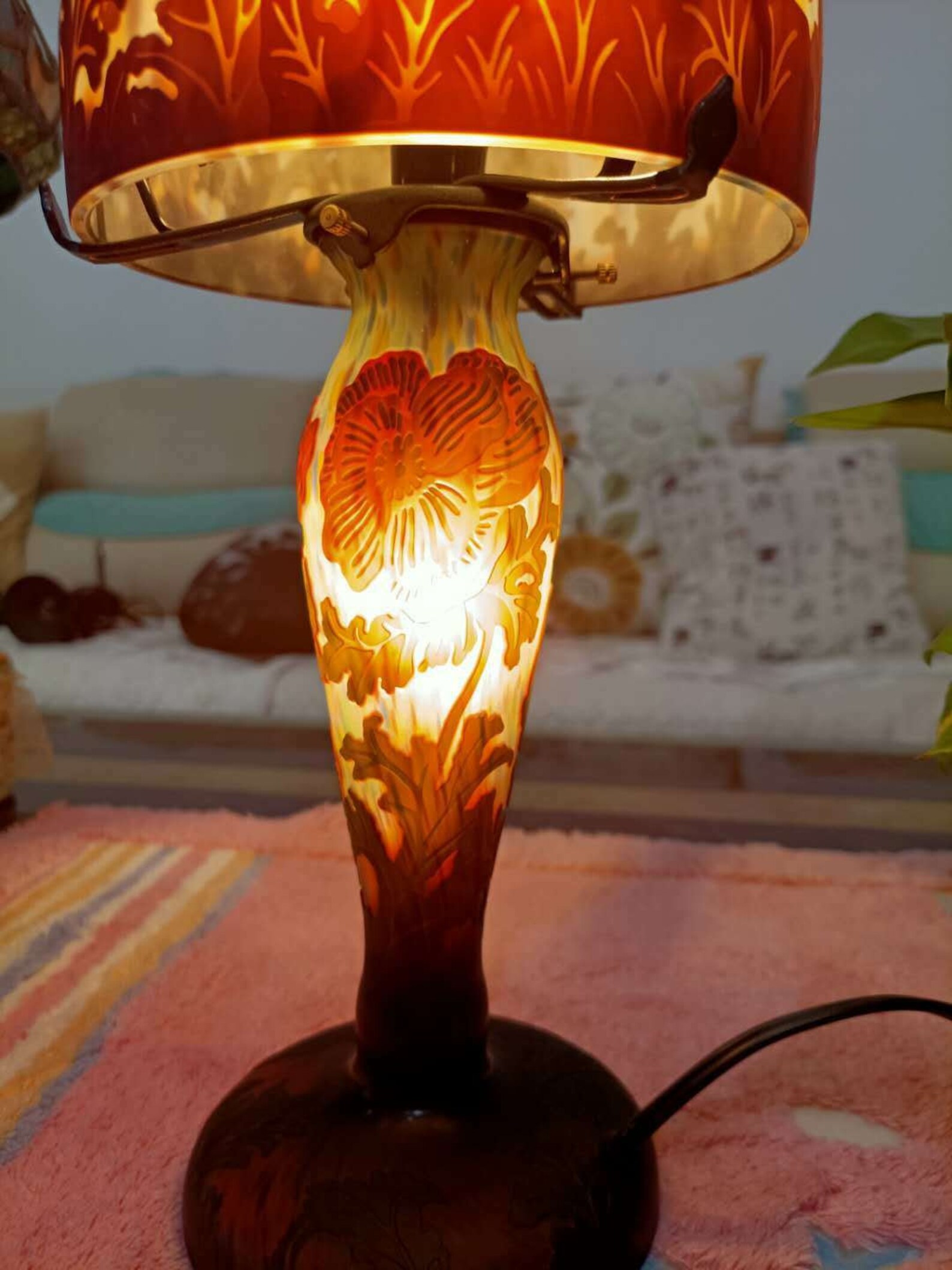 Galle Style Glass Lamp / Lamp Glass After Galle Etsy