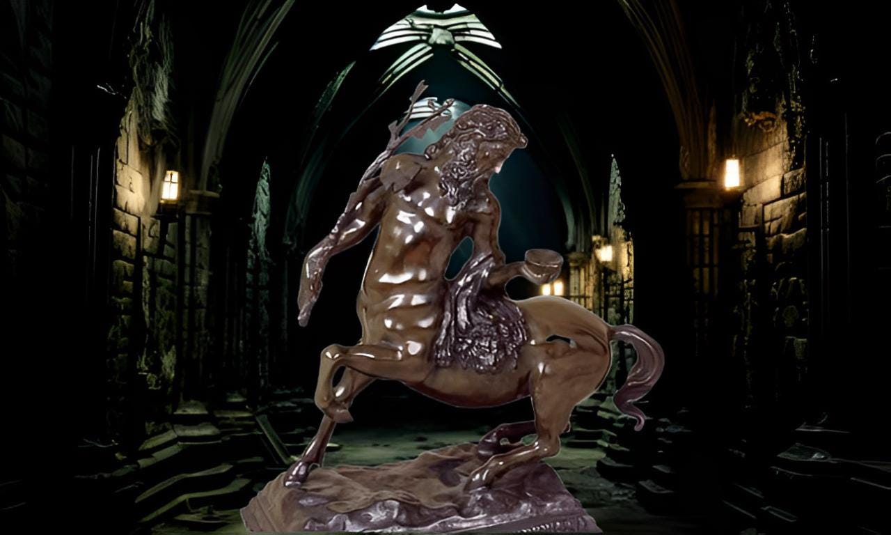 Die Liebe des männlichen Zentauren » Bronzeskulptur H:41cm