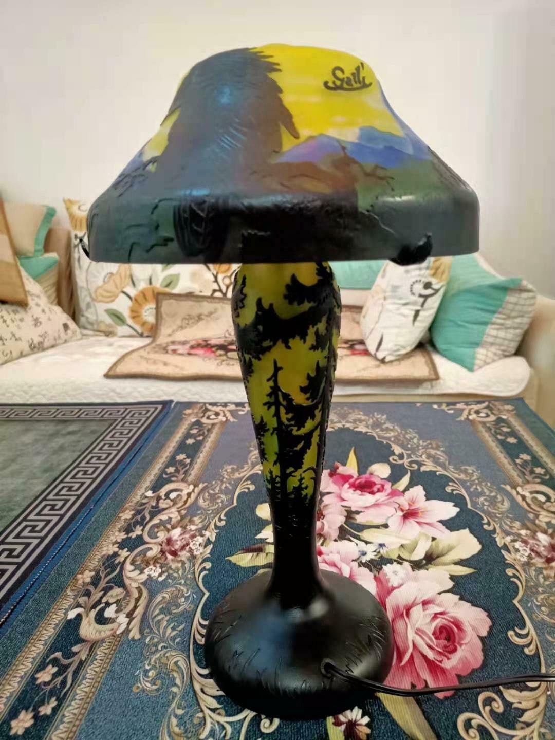 Lampe Verre de Style Galle/Lamp Glass After Galle