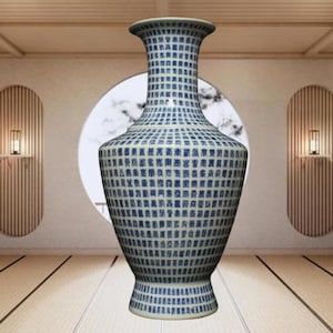 Chinese blue and white porcelain vase signed 44 cm Qianlong