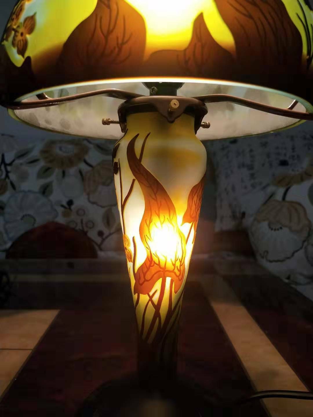 Galle Style Glass Lamp / Lamp Glass After Galle Etsy Canada