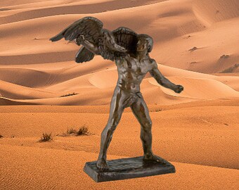 Art Deco bronze sculpture man and eagle