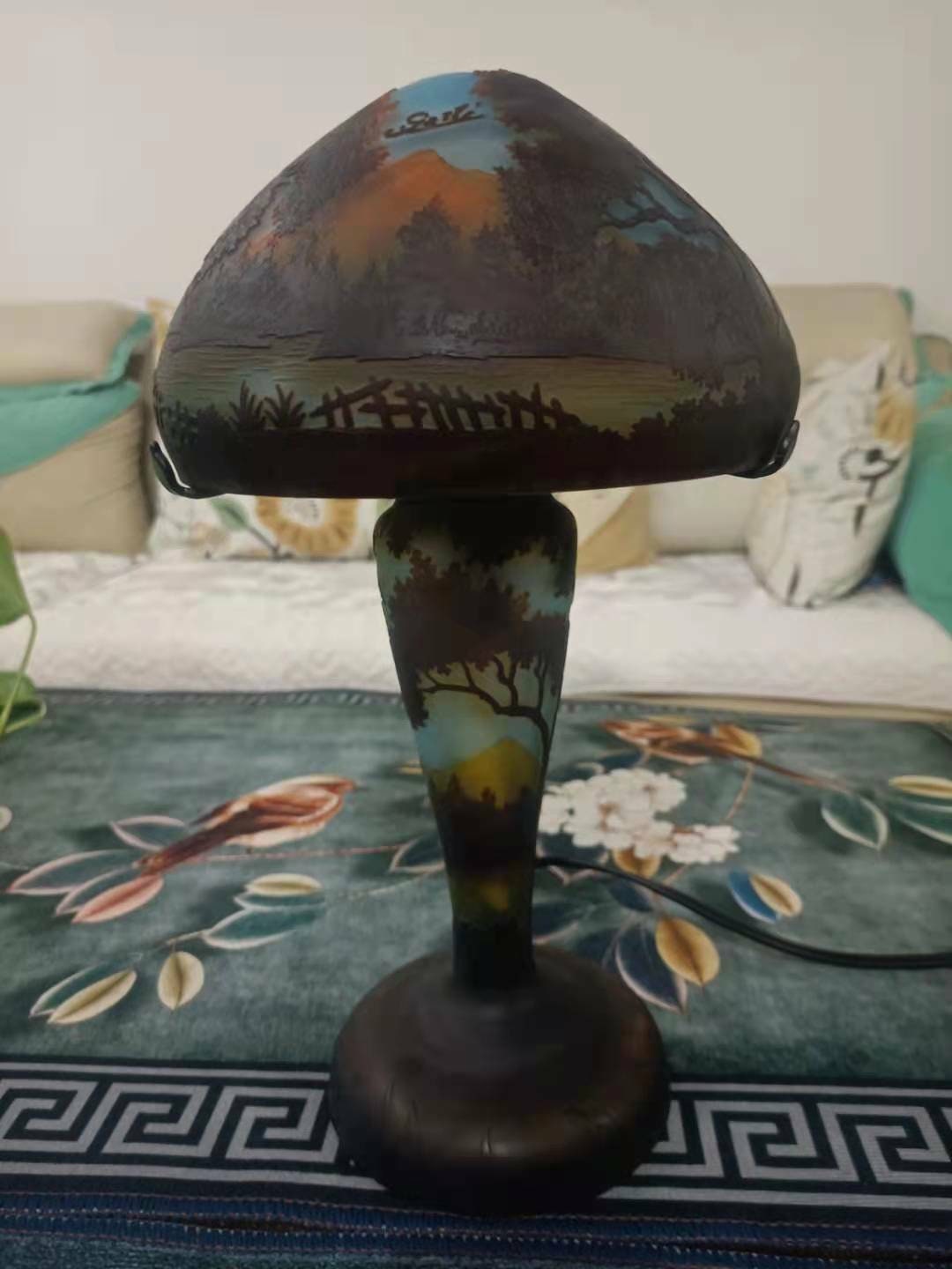 Lampe Verre de Style Galle/Big Lamp Glass Tip Galle