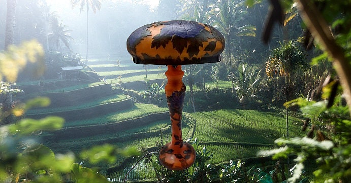 Galle style glass lamp / lamp glass after Galle