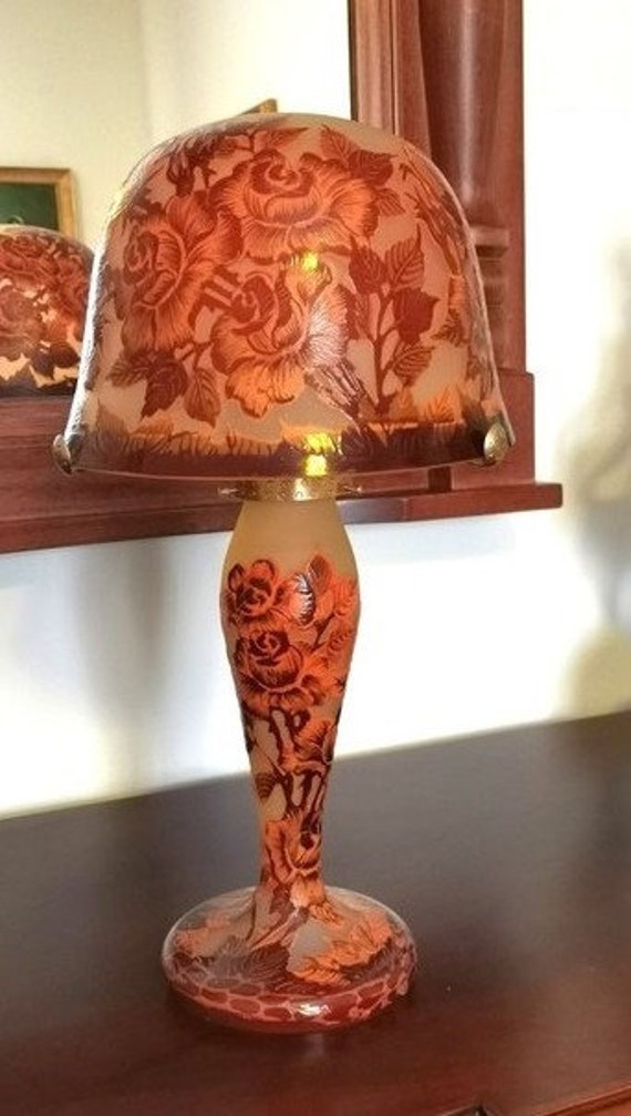 Lampe Verre de Style Galle/Big Lamp Glass Tip Galle