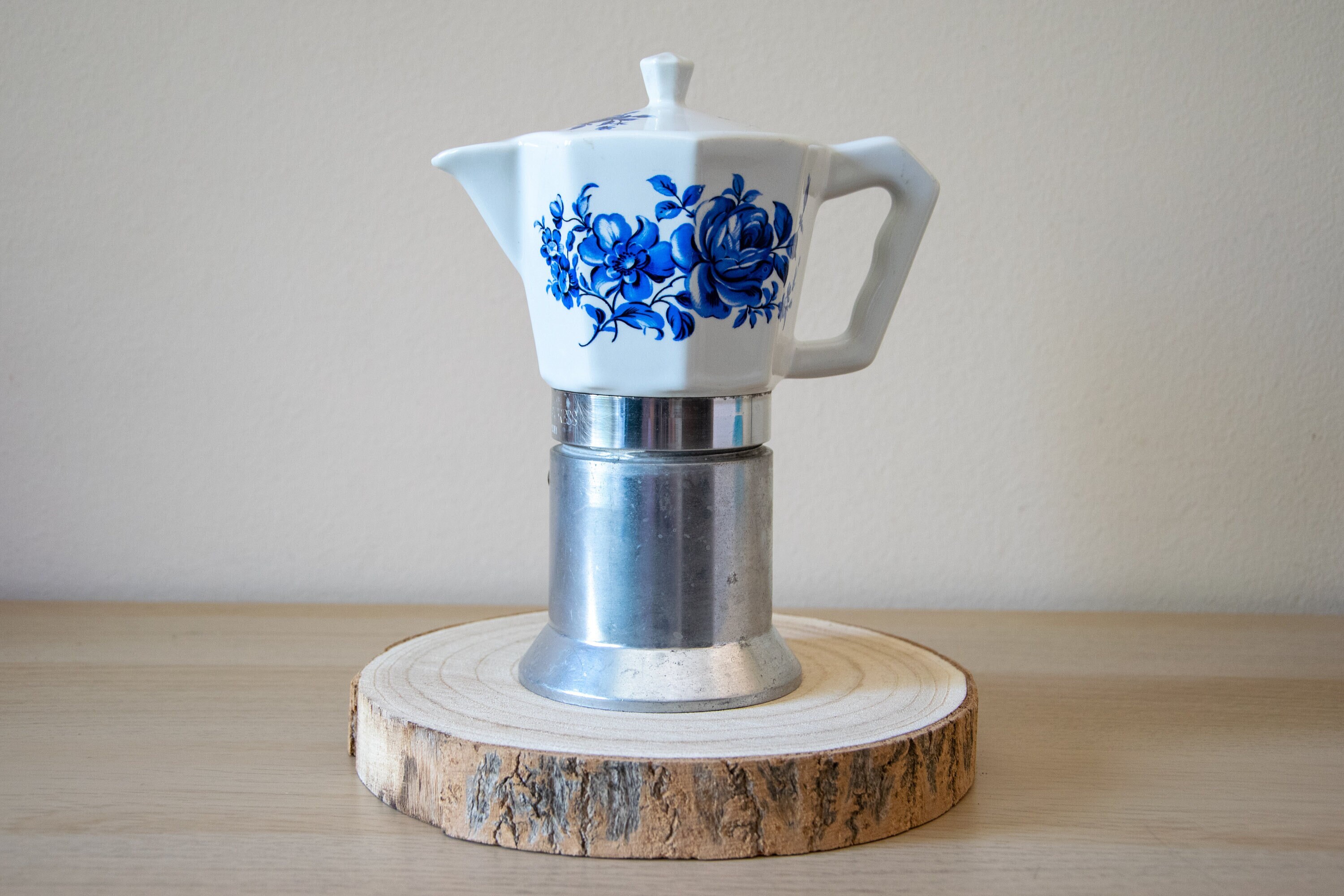 Vintage 1960s FLORY EXPRESS Italian Coffee Maker With Porcelain