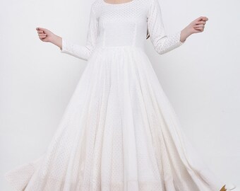 white plain anarkali kurta