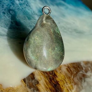 Hand crafted, Resin, wood, pendant, mixed media, necklace, smokey, chameleon wood burl, sterling silver