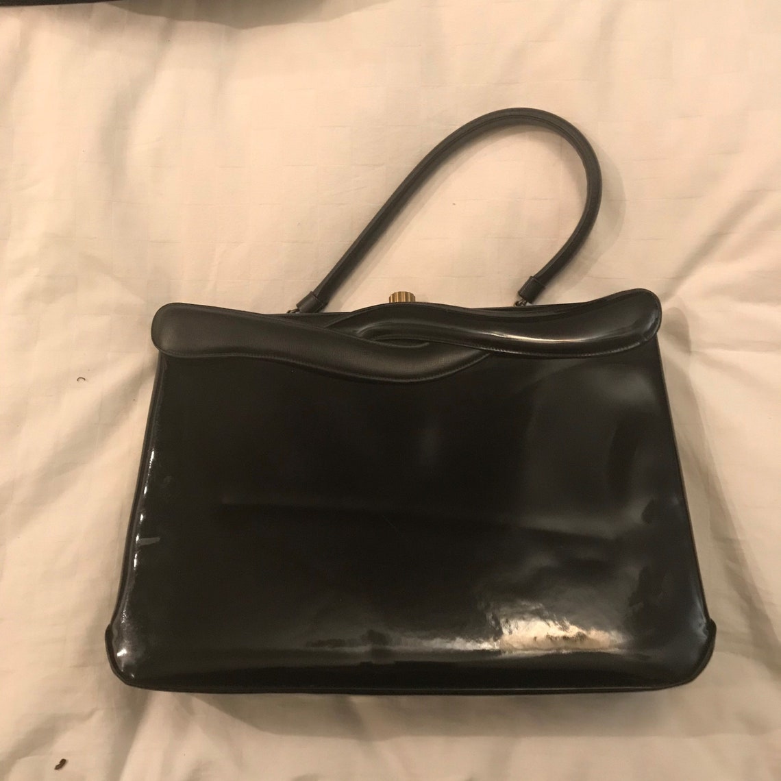 Vintage black patent leather purse Etsy