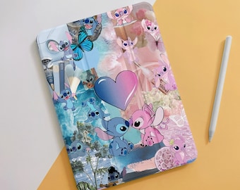Stitch And Angel Collage iPad Air Case voor 10,9 10,5 10,2" iPad 10/9/8/7th Air 5/4, Pro 12,9/11" inch Mini 6/5/4 Case Cover 2022/2021/2020