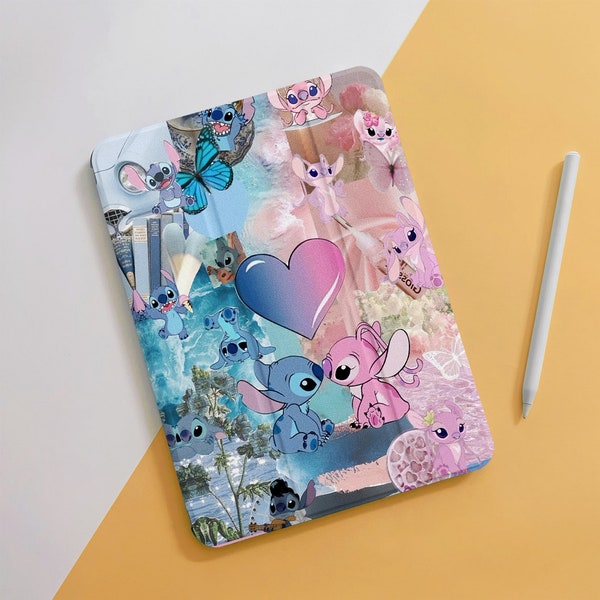 Stitch And Angel Collage iPad Air Case For 10.9 10.5 10.2" iPad 10/9/8/7th Air 5/4, Pro 12.9/11" inch Mini 6/5/4 Case Cover 2022/2021/2020