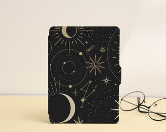 Moon And Stars Black Kindle Paperwhite Case, Personalized Kindle Paperwhite Cover Paperwhite 6.8" Kindle 6" 10th 11th Generation Case Cover