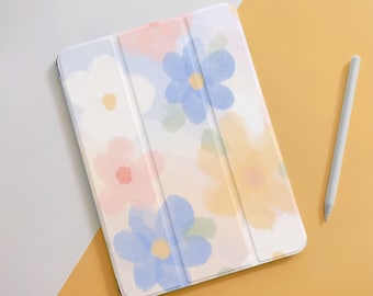 Einfache Aquarellblumen iPad Air Hülle für 10,9 10,5 10,2" iPad 10/9/8/7th Air 5/4, Pro 12,9/11" Zoll Mini 6/5/4 Hülle 2022/2021/2020