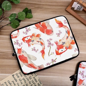 Koi Fishes Sakura Laptop Sleeve iPad Sleeve,Macbook Air 13 15 Pro 13 14 15 16 Inch Case,Laptop Case Bag,iPad Bag Air 4 5 Pro 11 12.9 Case