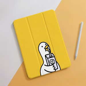 Cute Drinking Duck Yellow iPad Air Case For 10.9 10.5 10.2" iPad 10/9/8/7th Air 5/4, Pro 12.9/11" inch Mini 6/5/4 Case Cover 2022/2021/2020