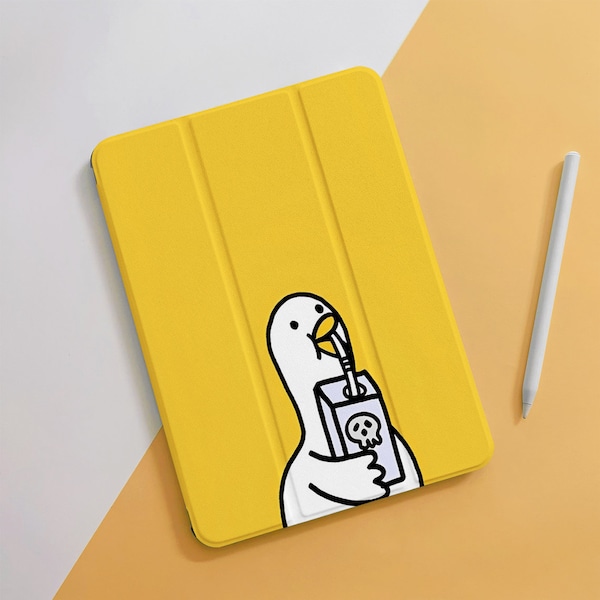 Cute Drinking Duck Yellow iPad Air Case For 10.9 10.5 10.2" iPad 10/9/8/7th Air 5/4, Pro 12.9/11" inch Mini 6/5/4 Case Cover 2022/2021/2020