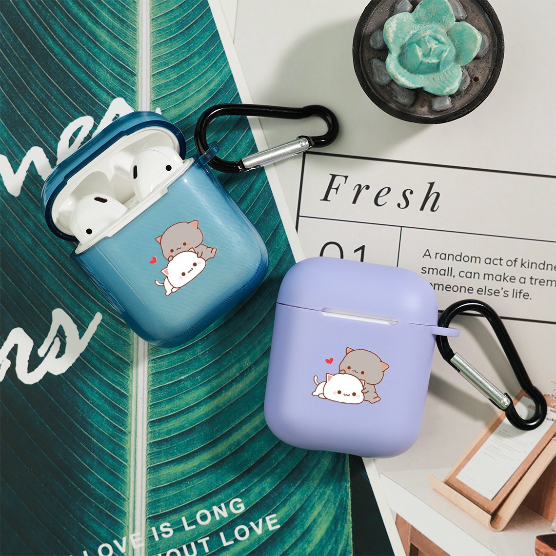 Peach goma Airpods Case Cute Cats Couple Clear Colorful Shock Proof Apple Airpods Cover airpods Pro Pro 2 1st 2nd 3r Gen Case With Keychain Etsy