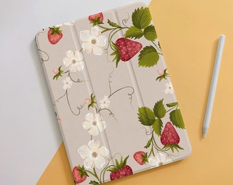 Strawberry Retro Aesthetic iPad Air Case For 10.9 10.5 10.2" iPad 10/9/8/7th Air 5/4, Pro 12.9/11" inch Mini 6/5/4 Case Cover 2022/2021/2020